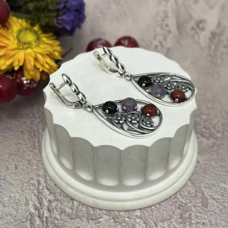 Серебряные серьги Карамель